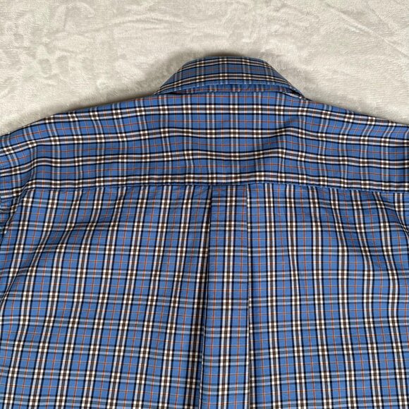 Peter Millar Shirt Men Size L Blue Plaid Long Sleeve Single Pocket Button Up EUC - Picture 9 of 9